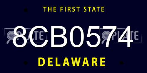 8CB0574 Delaware License Plate
