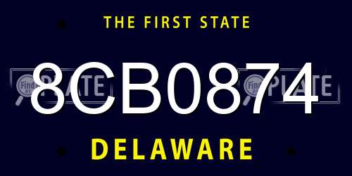 8CB0874 Delaware License Plate