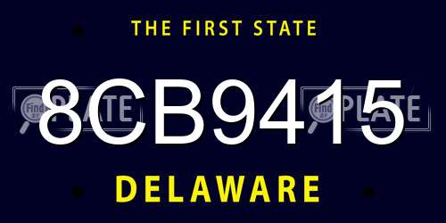 8CB9415 Delaware License Plate
