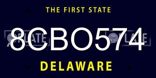 8CBO574 Delaware License Plate