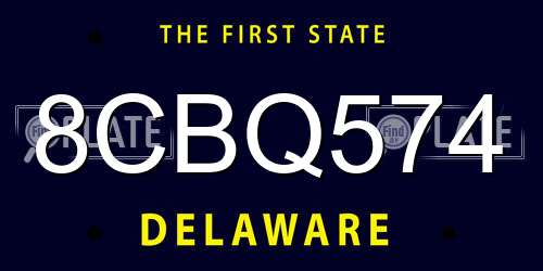 8CBQ574 Delaware License Plate