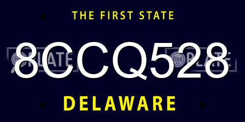 8CCQ528 Delaware License Plate
