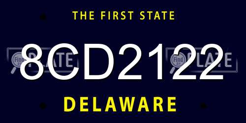 8CD2122 Delaware License Plate