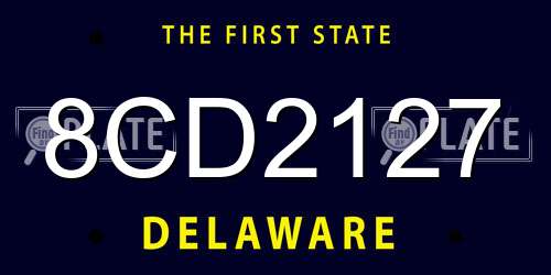 8CD2127 Delaware License Plate