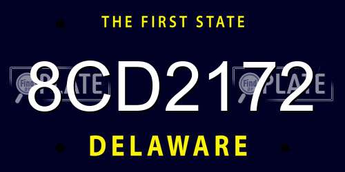 8CD2172 Delaware License Plate