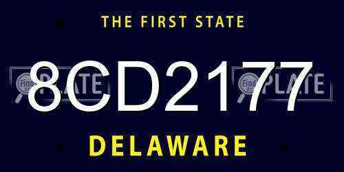 8CD2177 Delaware License Plate