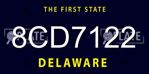 8CD7122 Delaware License Plate