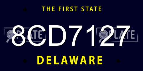 8CD7127 Delaware License Plate