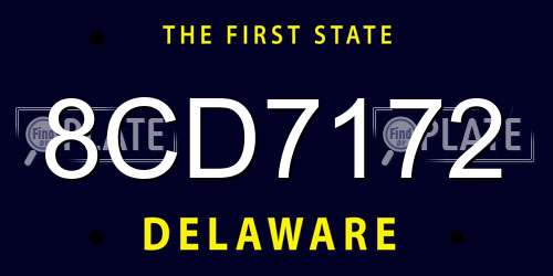 8CD7172 Delaware License Plate