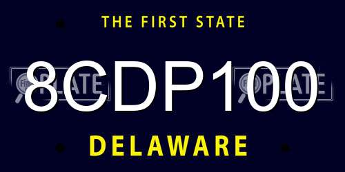 8CDP100 Delaware License Plate