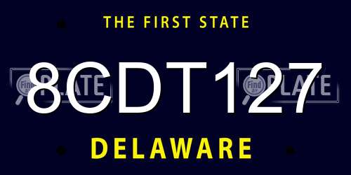 8CDT127 Delaware License Plate