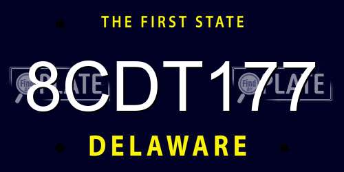 8CDT177 Delaware License Plate