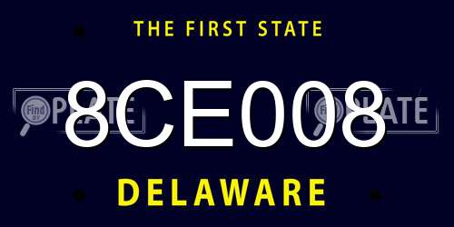 8CE008 Delaware License Plate