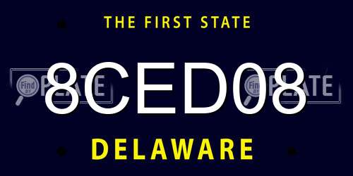 8CED08 Delaware License Plate