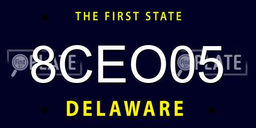 8CEO05 Delaware License Plate