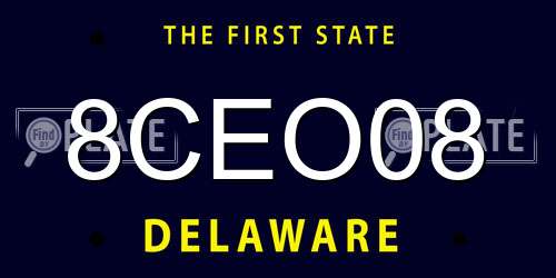 8CEO08 Delaware License Plate