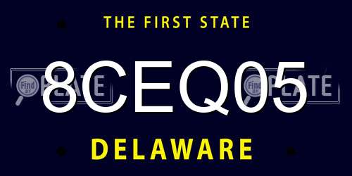 8CEQ05 Delaware License Plate