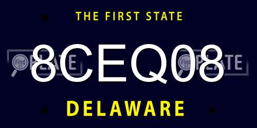 8CEQ08 Delaware License Plate