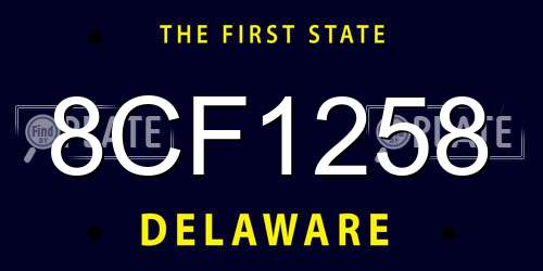 8CF1258 Delaware License Plate