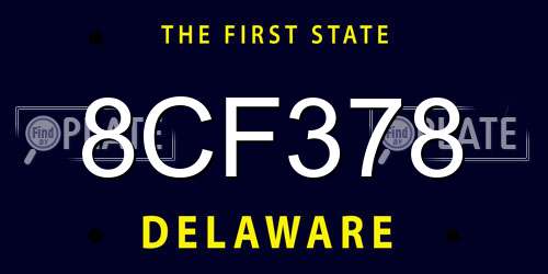 8CF378 Delaware License Plate