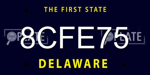 8CFE75 Delaware License Plate