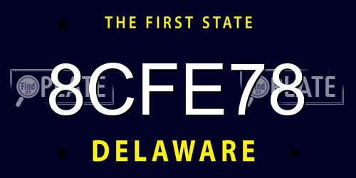 8CFE78 Delaware License Plate
