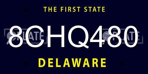 8CHQ480 Delaware License Plate