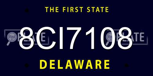 8CI7108 Delaware License Plate