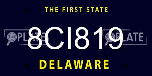 8CI819 Delaware License Plate