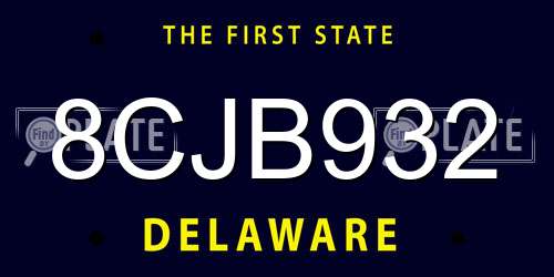 8CJB932 Delaware License Plate