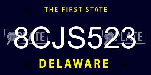 8CJS523 Delaware License Plate