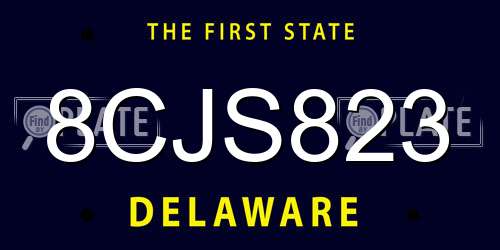 8CJS823 Delaware License Plate