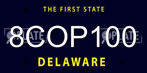 8COP100 Delaware License Plate