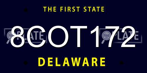 8COT172 Delaware License Plate