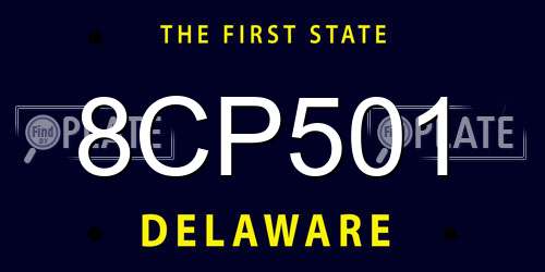 8CP501 Delaware License Plate