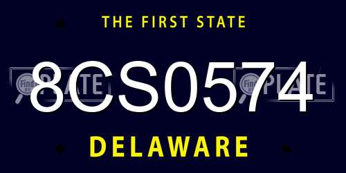 8CS0574 Delaware License Plate
