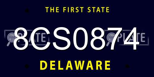 8CS0874 Delaware License Plate
