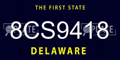 8CS9418 Delaware License Plate