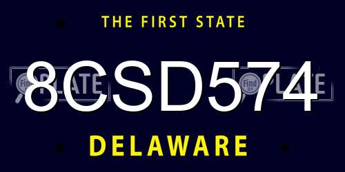 8CSD574 Delaware License Plate