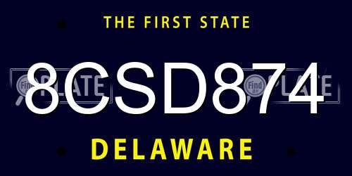 8CSD874 Delaware License Plate