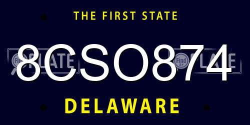 8CSO874 Delaware License Plate