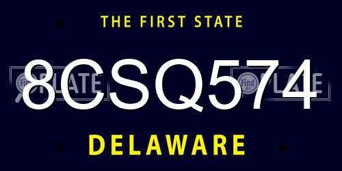 8CSQ574 Delaware License Plate