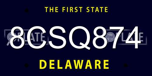 8CSQ874 Delaware License Plate