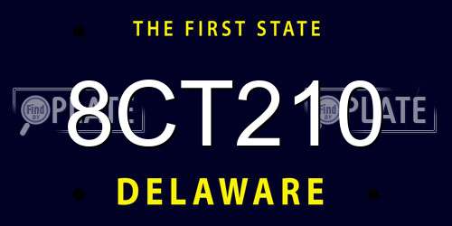8CT210 Delaware License Plate