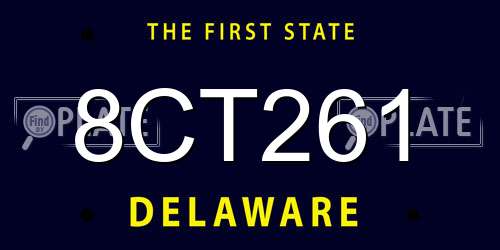8CT261 Delaware License Plate