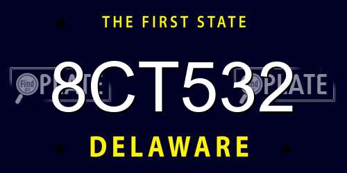 8CT532 Delaware License Plate