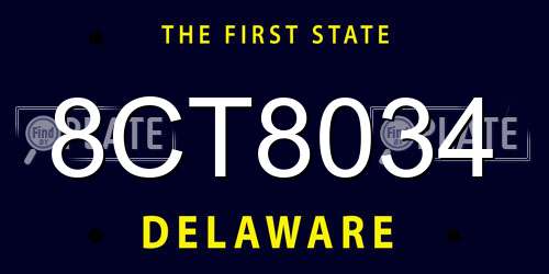 8CT8034 Delaware License Plate