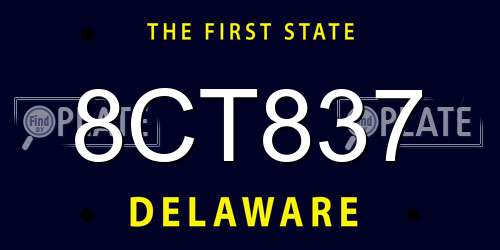 8CT837 Delaware License Plate