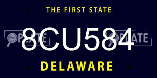 8CU584 Delaware License Plate