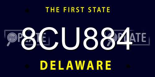 8CU884 Delaware License Plate